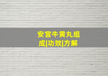 安宫牛黄丸组成|功效|方解